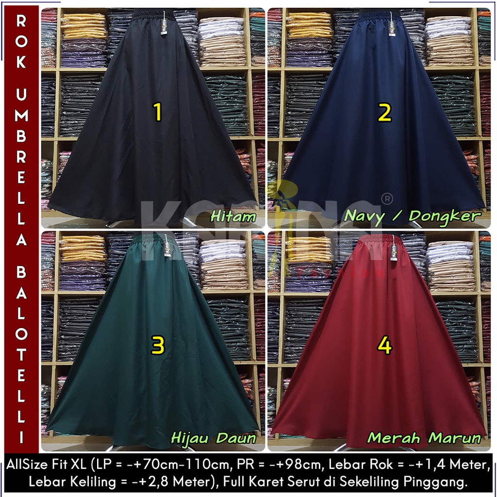 Rok Polos Panjang Baloteli Balotelli Skirt Lebar Wanita Full Karet (Produsen Rok Wolfis Amunzen)