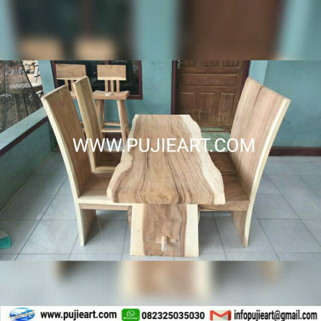 Meja Makan Trembesi 4 Kursi, Meja Makan Kayu Trembesi 6 Kursi, Kursi Makan Kayu Solid Minimalis