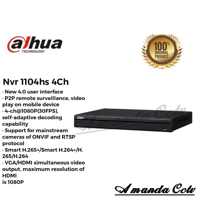 NVR Dahua 4Ch NVR 1104HS Original