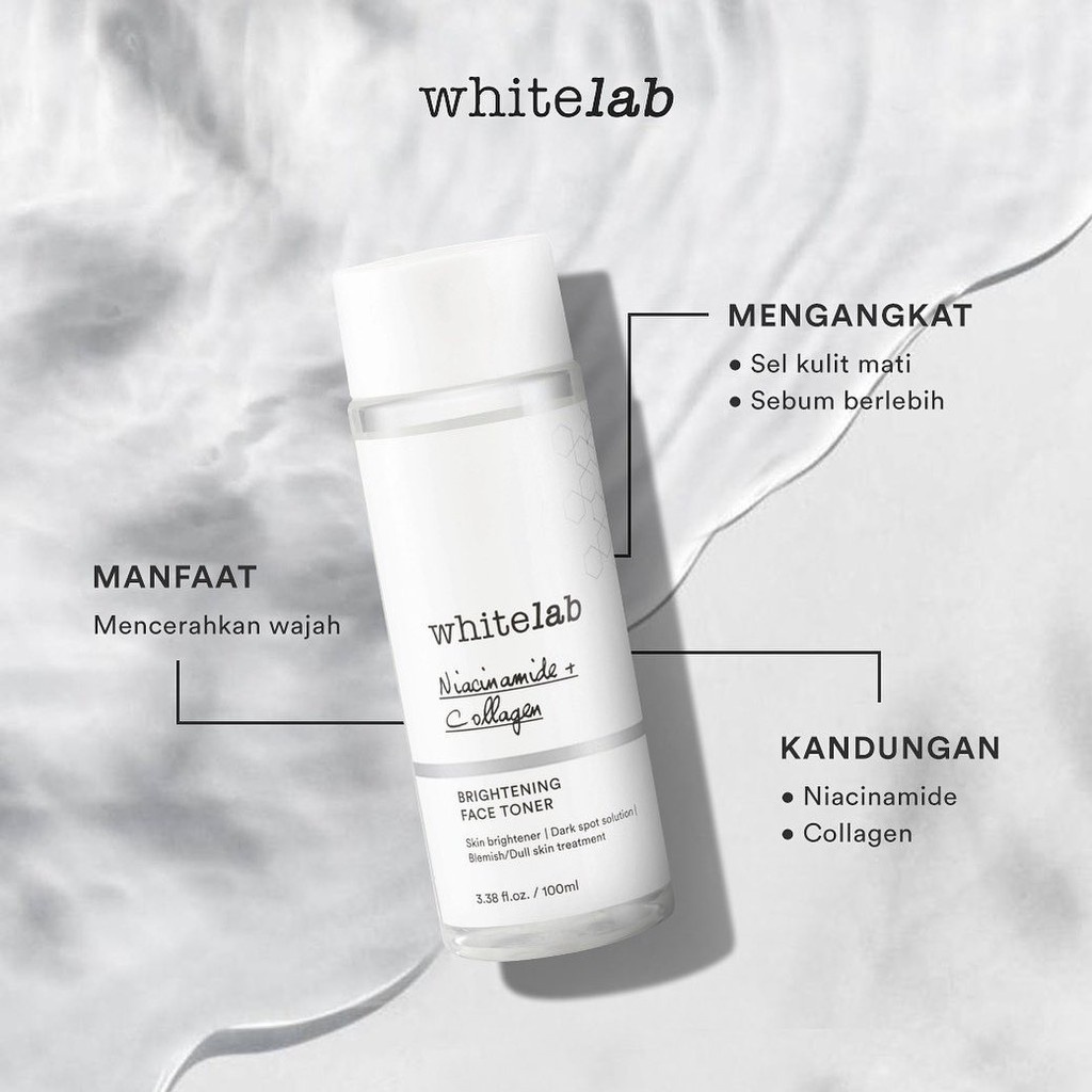 [COD] Whitelab Brightening Face Toner dengan Niacinamide &amp; Collagen AMPUH Mengangkat Minyak Berlebih