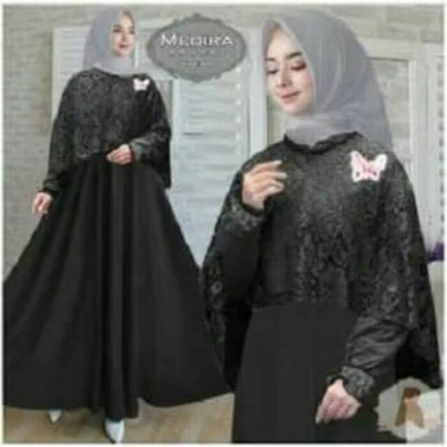 Baju Muslim Wanita Gamis Busui Frendly Busana Lebaran Polos Warna Hitam