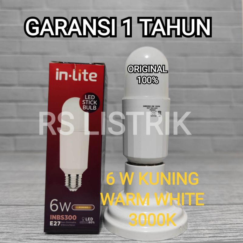 IN-LITE LAMPU LED STICK BULB 6W 6 WATT INBS300 KUNING WARM 3000K