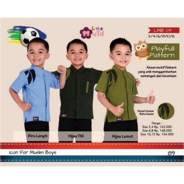 PROMO 40%  Little MUTIF Boy LMB-09 Hijau Lumut | Kaos Atasan Anak Muslim | Atasan Anak Untuk Ngaji