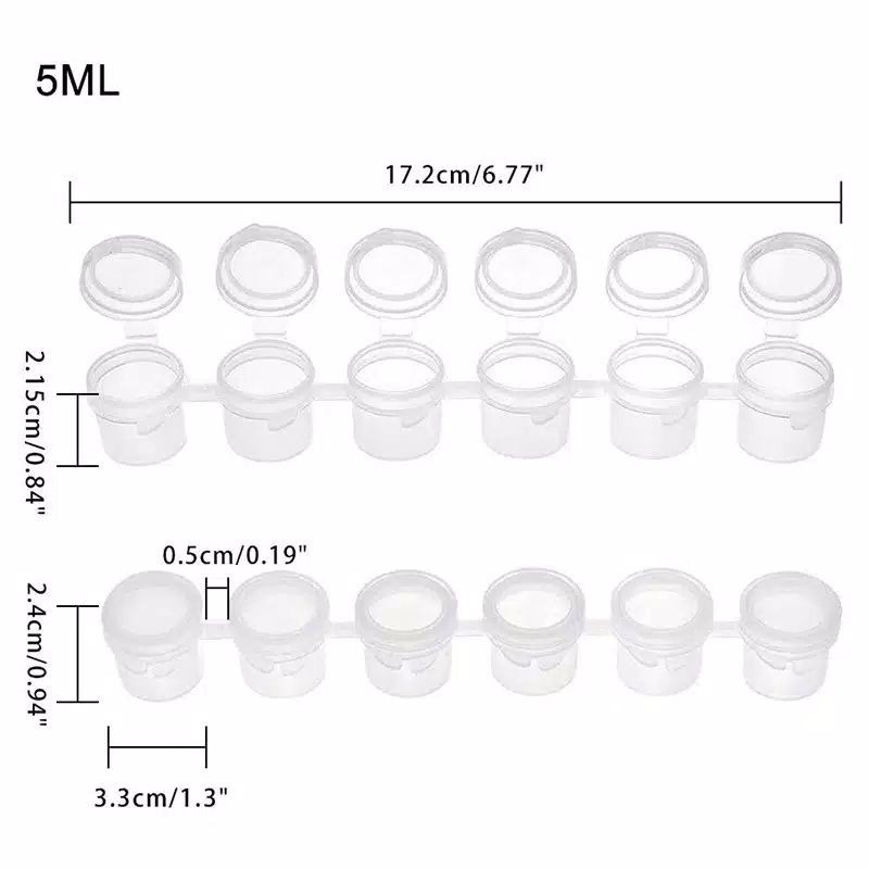

paint cup 5ml ( 1strip 6 cup) harga per strip