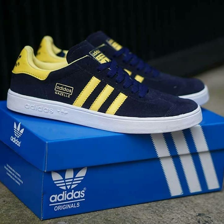 Sepatu Adidas Gazelle Biru Dongker Keren Skate Sekolah Kuliah Kerja Santai Hangout Trendy Murah