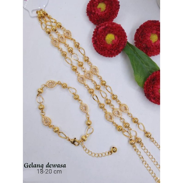 Sdrj05. Gelang tangan xuping wanita lapis emas dgn mata zircon ukuran 18-20 cm