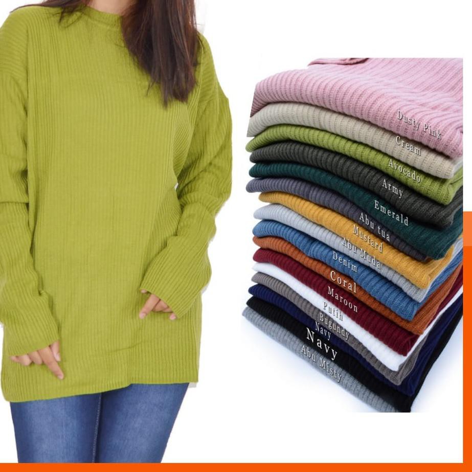 TOP Sweater Rajut Boxy Jumbo Baju Rajut Atasan Rajut Wanita Murah Fit XL KLM01 . .. ..