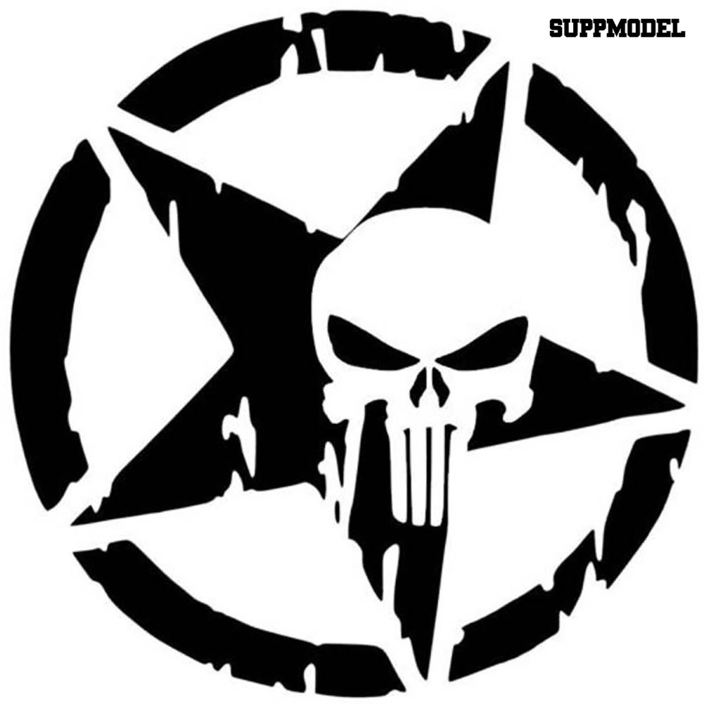 Stiker Decal Motif Tengkorak Pentagram The Punisher Untuk Dekorasi Mobil / Motor