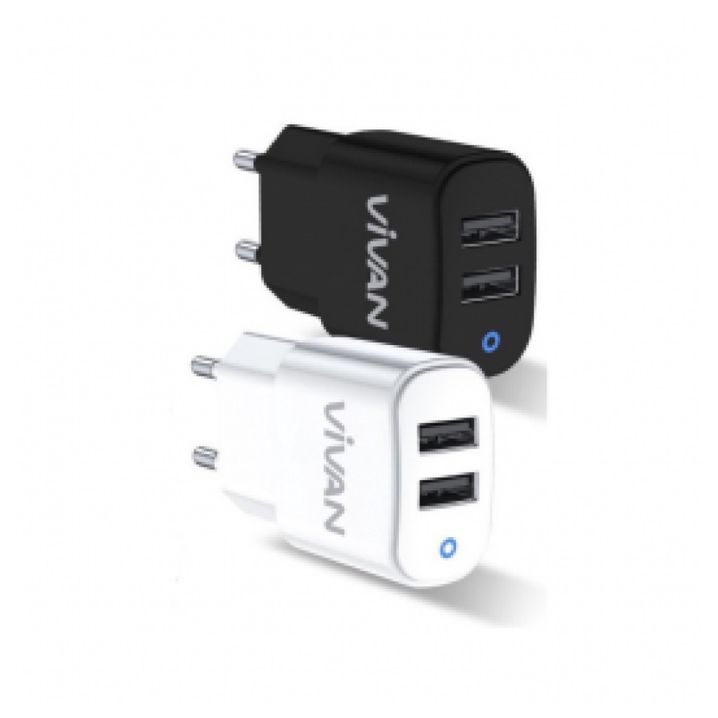 Vivan Charger VP01 Double Port USB - Black