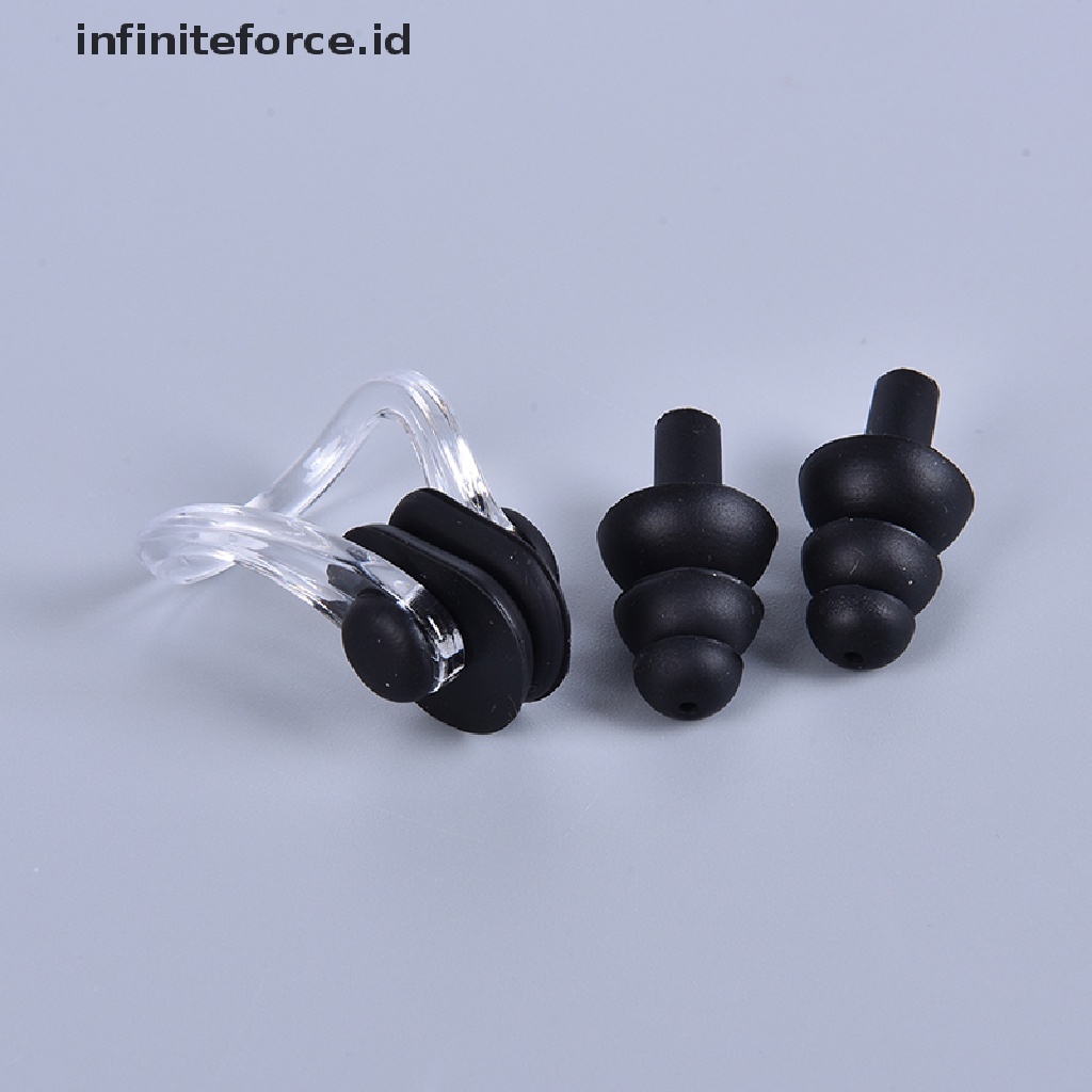 Infiniteforce.id Set Earplug + Klip Hidung Bahan Silikon Anti Air Untuk Berenang