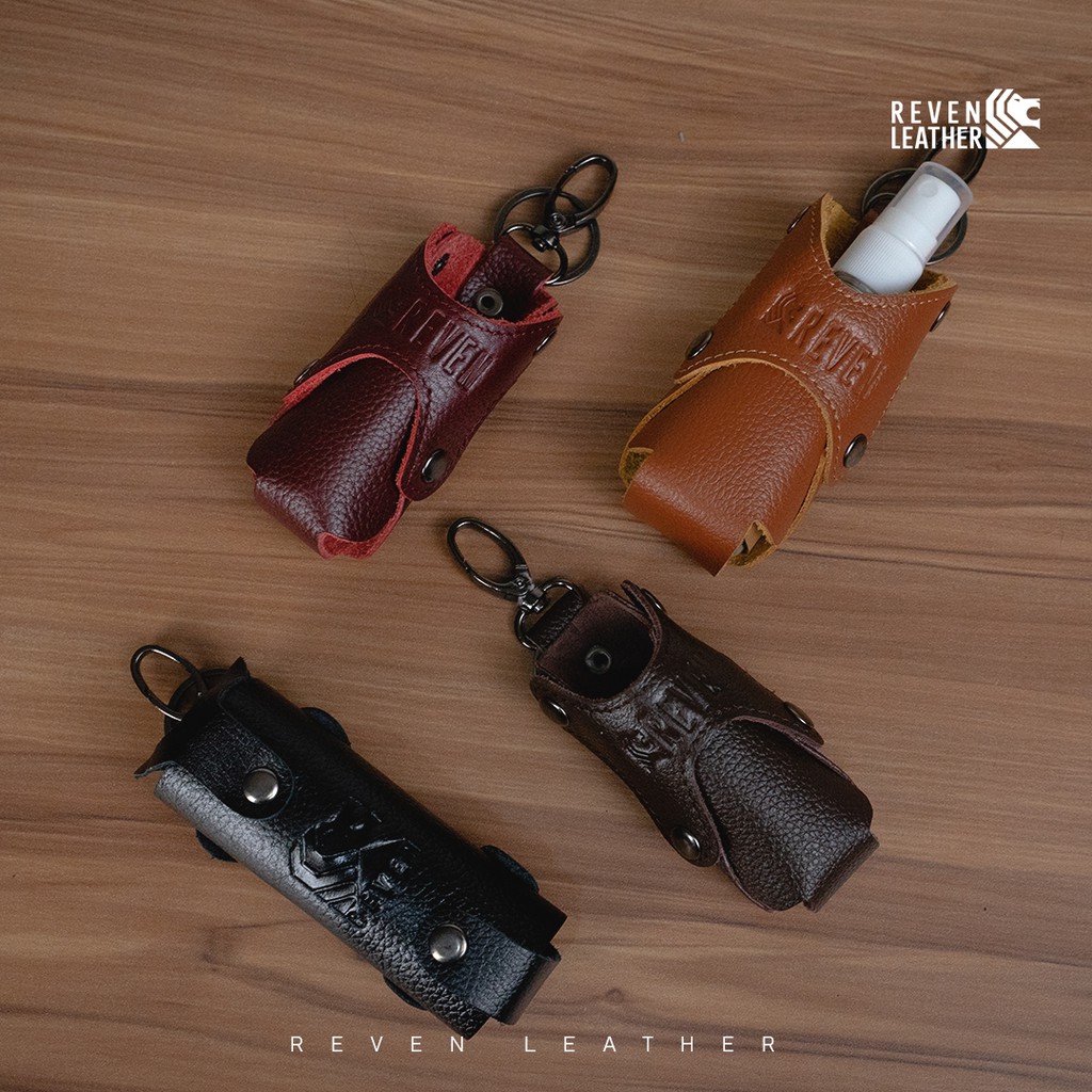 REVEN LEATHER - Hand Sanitizer holder - tempat hand sanitizer gantung kulit asli