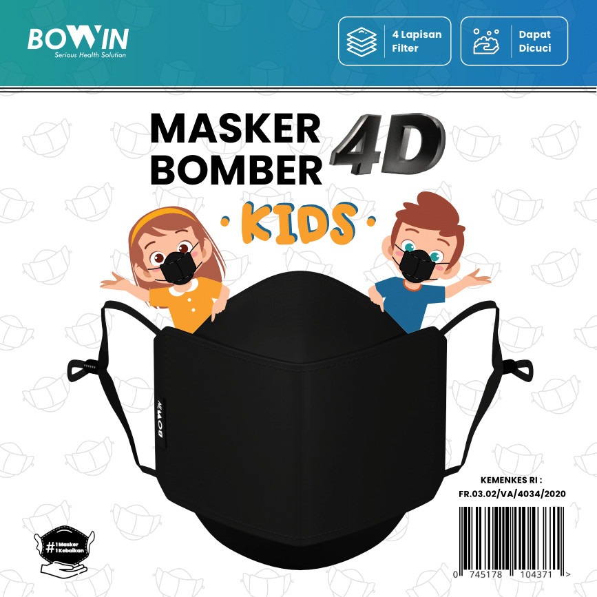 Bowin Masker Bomber Filter Anti Bakteri dan Air 4D