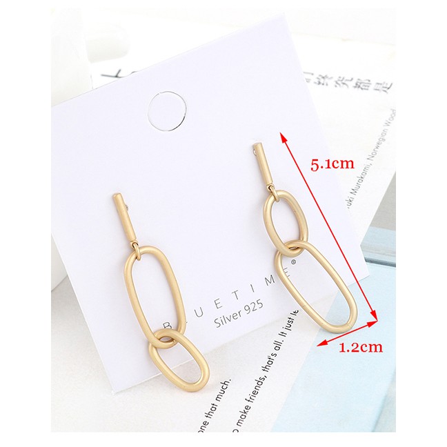 LRC Anting Tusuk Fashion Gold Gold Plated Double Circle Cutout S925 Silver Needle Earrings Y62991