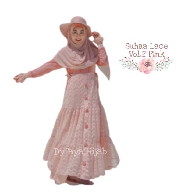 GAMIS " SUHAA LACE Vol.2 DUSTY PINK " FATIMA SYAR 'I by Deasy Nirwani