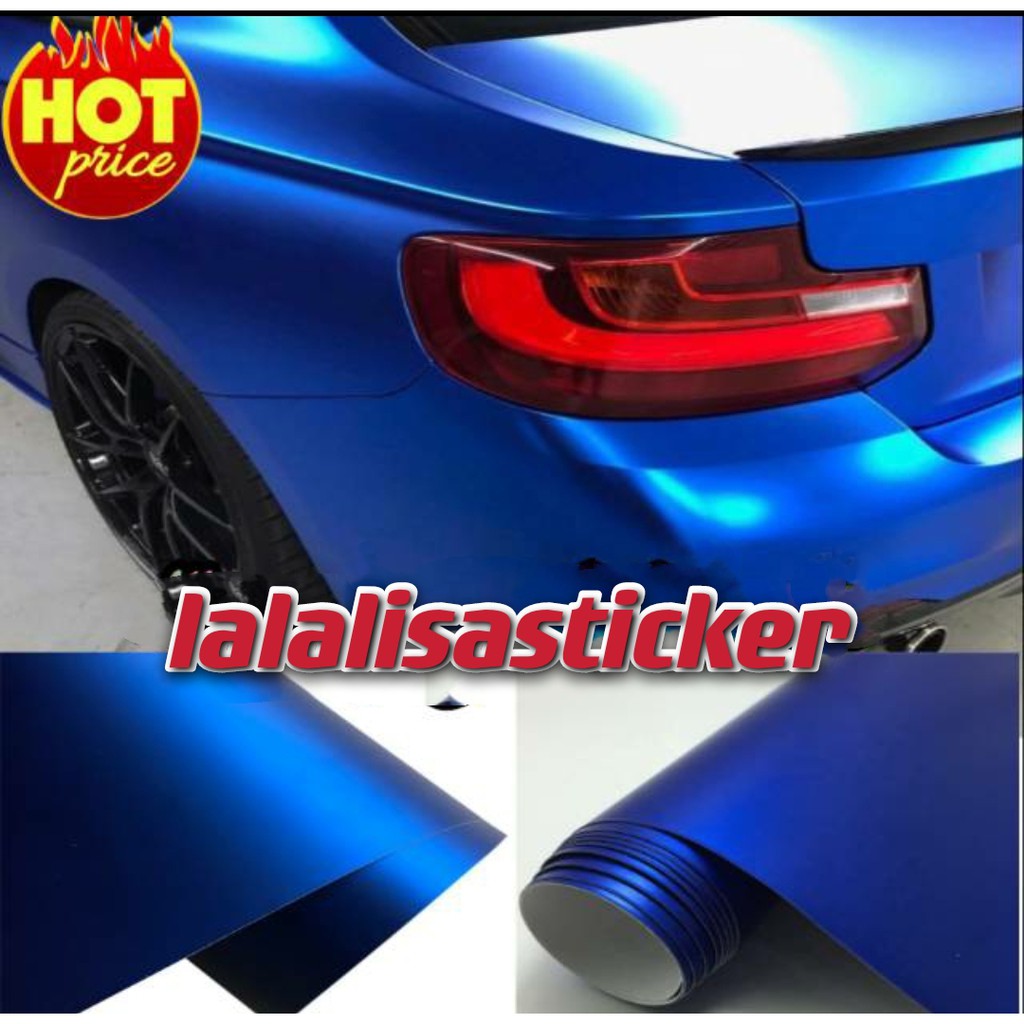 STICKER SKOTLET MOTOR MATTE CROM DOFF METALIK BIRU /STIKER SCOTLET CROME DOFF METALIC BIRU /BIRU DOF