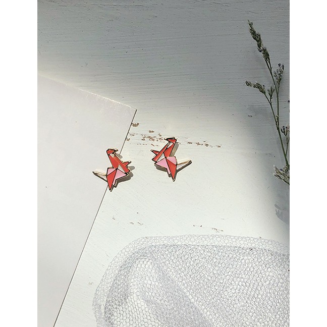 LRC Anting Tusuk Fashion Thousand Paper Crane Color Cartoon Rabbit Paper Crane Earrings D06094