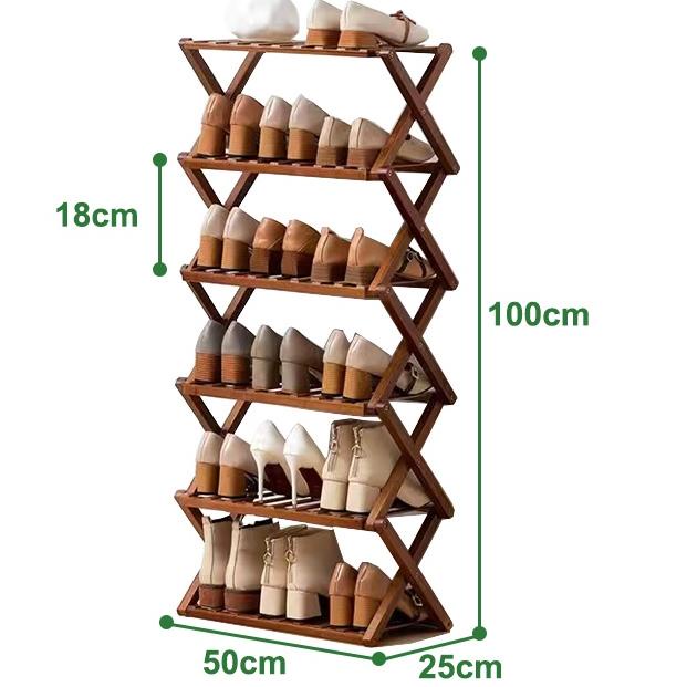 [V-URQ-♥) Dejavu Rak Sepatu Susun Kayu Zigzag Tempat Sepatu Lipat Rak Pot Bunga Hiasan Rak Minimalis