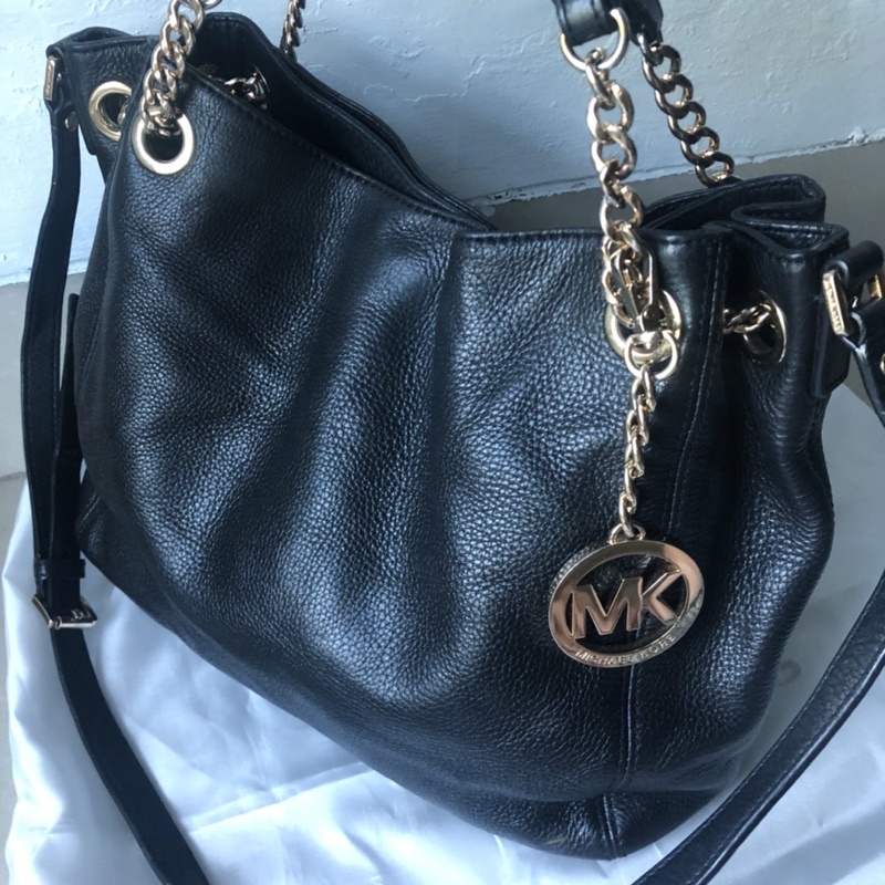 tas michael kors hitam rantai gold medium authentic