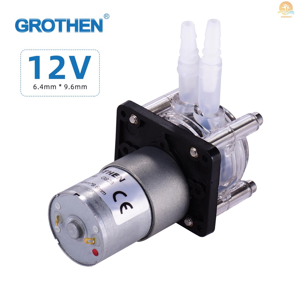 Grothen DC 12V Pompa Peristaltik Dengan Tabung Silikon Aliran Tinggi Pompa Cairan Air Dosis Pompa Vakum Self-Priming Anti-Korosi Adjustable Flow Untuk DIY Aquarium Lab Chemical