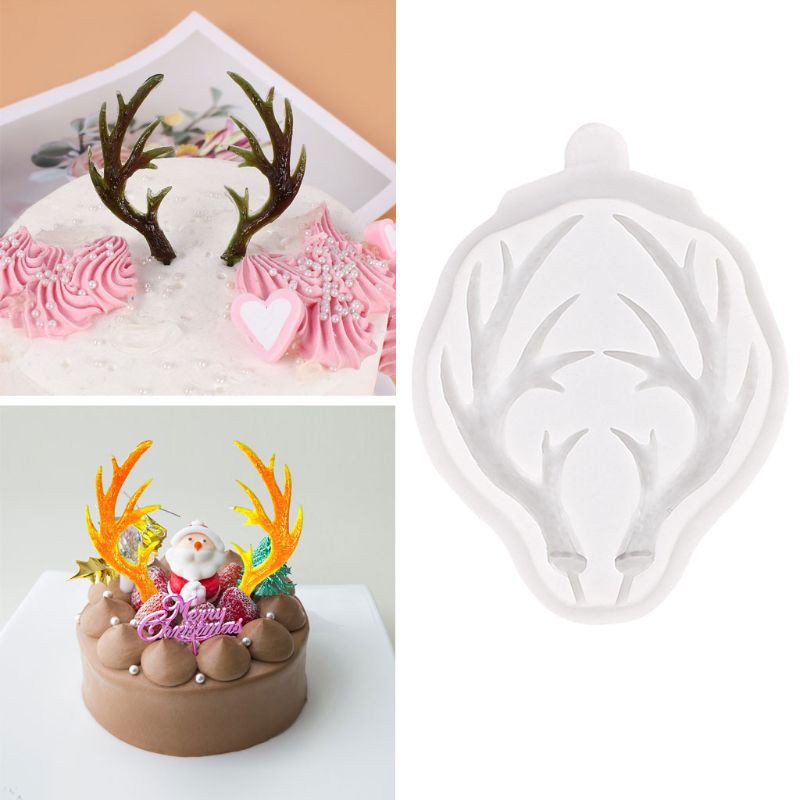 Glitter Large Antlers Resin Silicone Mold Cake Fondant Molds Dessert Pastry Decor Chocolate Gumpaste Sugarcraft Baking Tools