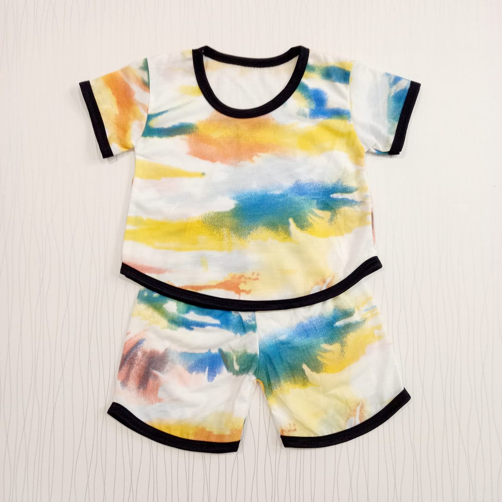 setelan pakaian anak usia 0-12 bulan tie dye