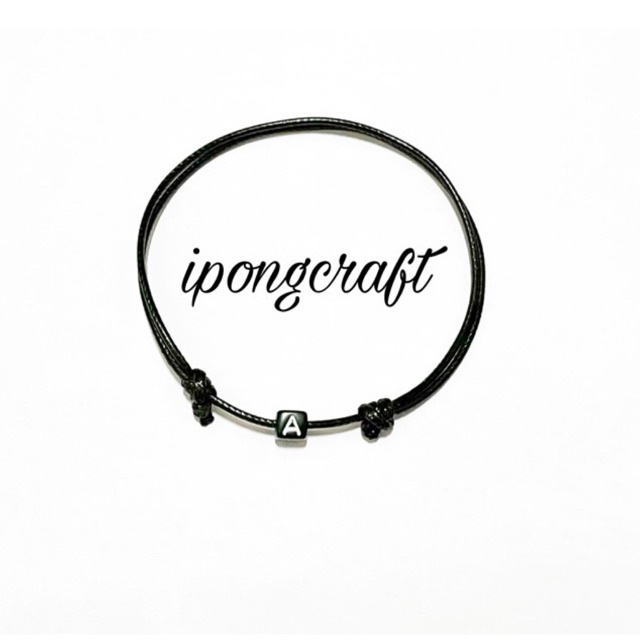 Gelang Inisial / Gelang Inisial Huruf dadu / Gelang Inisial Huruf / Gelang Tali Hitam