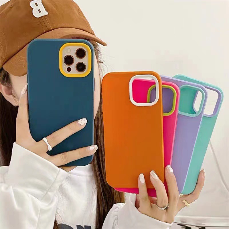 Casing iPhone Macaroon Soft Case iPhone 13 12 11 Pro Max X XS XR 8 7 Plus Casing Silikon Ponsel Tahan Guncangan