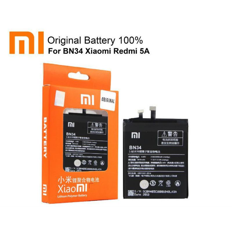 BATERAI BATTERY BATRAI BATRE XIAOMI REDMI 5A BN34 ORIGINAL 100%