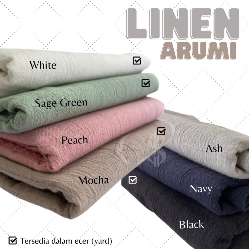 KAIN LINEN ARUMI CRINKLE PREMIUM GRADE A | YARD METERAN ECERAN / ROLL