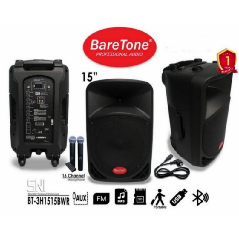 SPEAKER PORTABLE BARETONE BT-3H 1515BWR SPEAKER MEETING 15INCH ORIGINAL