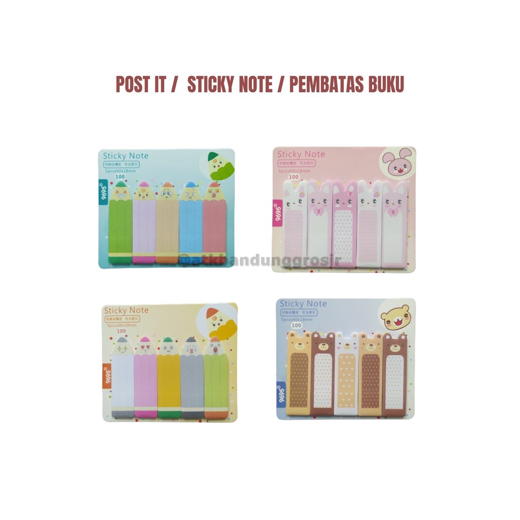 

Sticky Note / Post It 96-101 Mix Animal & Pencil Index Penanda Pembatas Buku - Satuan