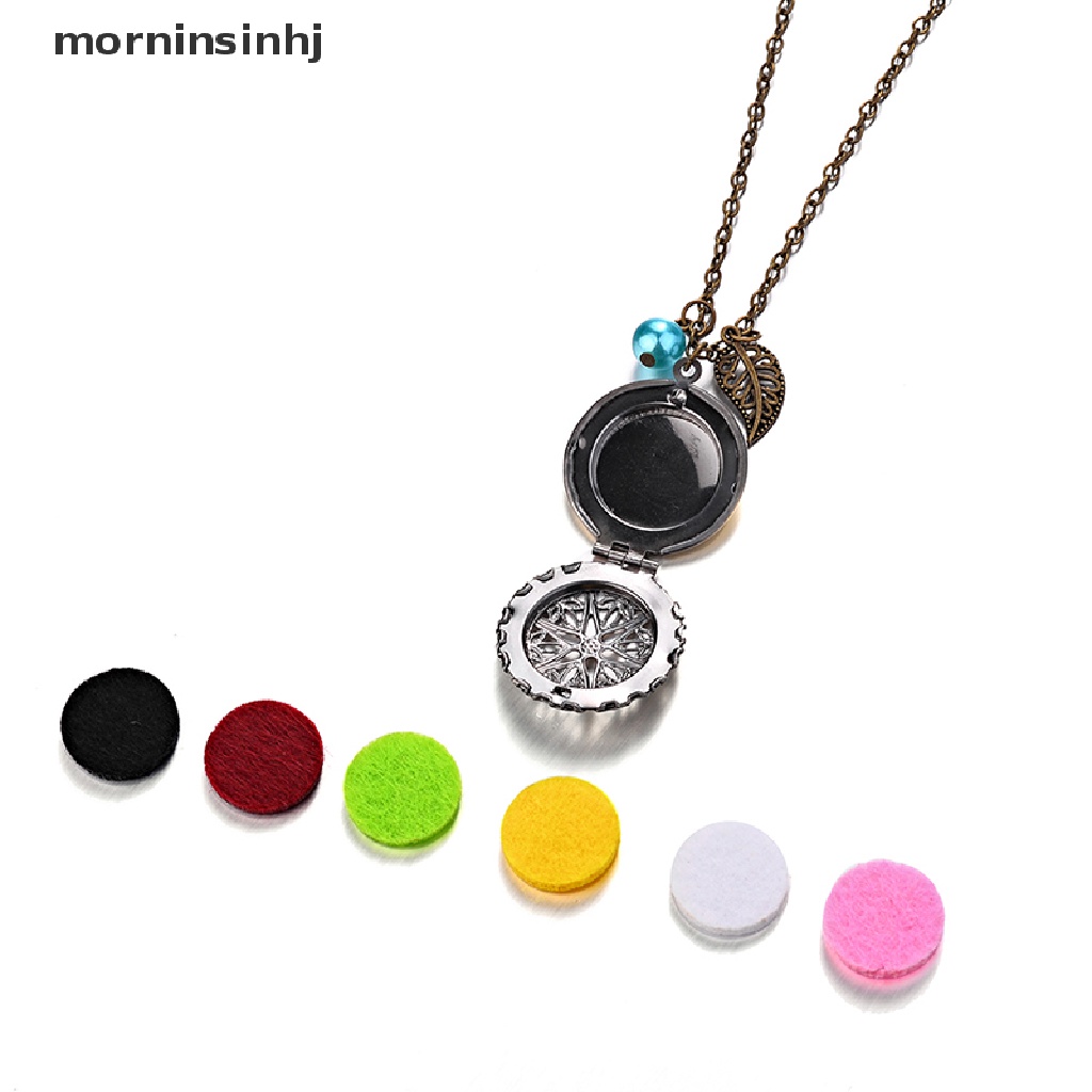 Mor Kalung Rantai Dengan Liontin Locket Bulat 6 Pad Diffuser Aromaterapiessential Oil