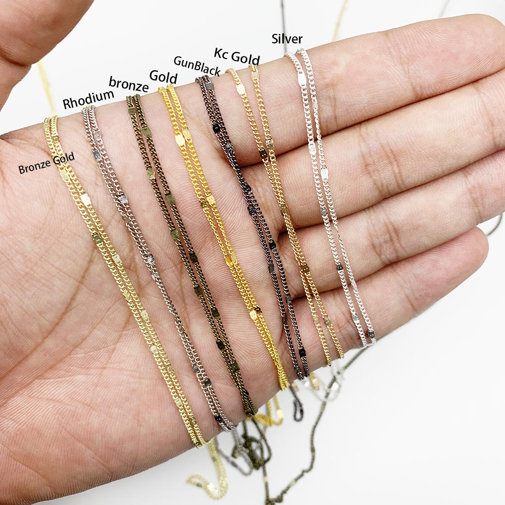 Rantai Kalung Bahan Kuningan Lapis Perak Perunggu Ukuran 5m 10m Untuk Membuat Perhiasan Handmade