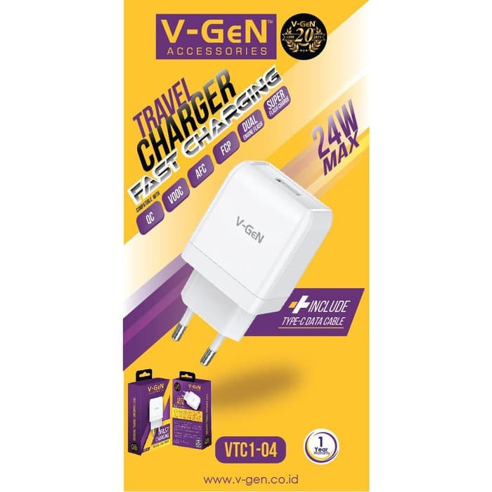 V-GeN Adaptor Charger VTC1-04 Fast Charging QC 3.0 VOOC AFC FCP VGEN