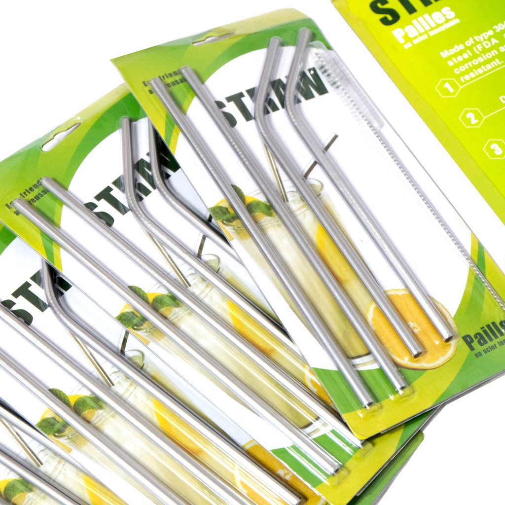 5 in 1 Set Sedotan Reusable Stainless / Stainless Straw Tanpa Pouch