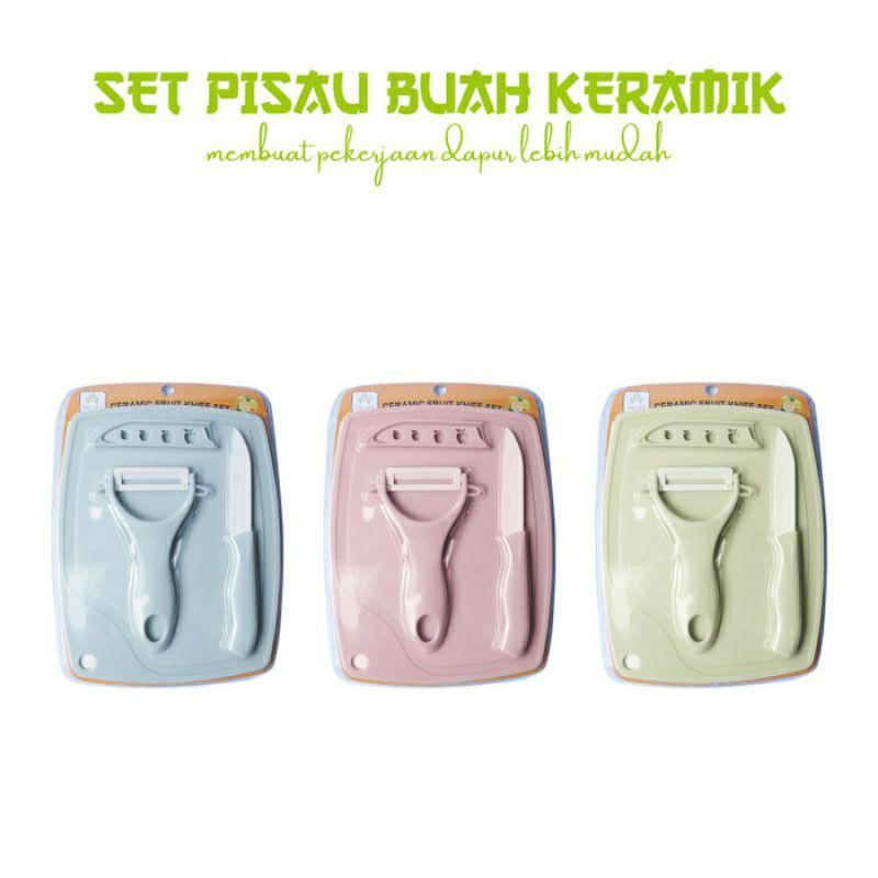 Pisau Buat Set 3in1 Talenan Pisau Pealer Kupas Kulit Buah All In1 Talenan Set