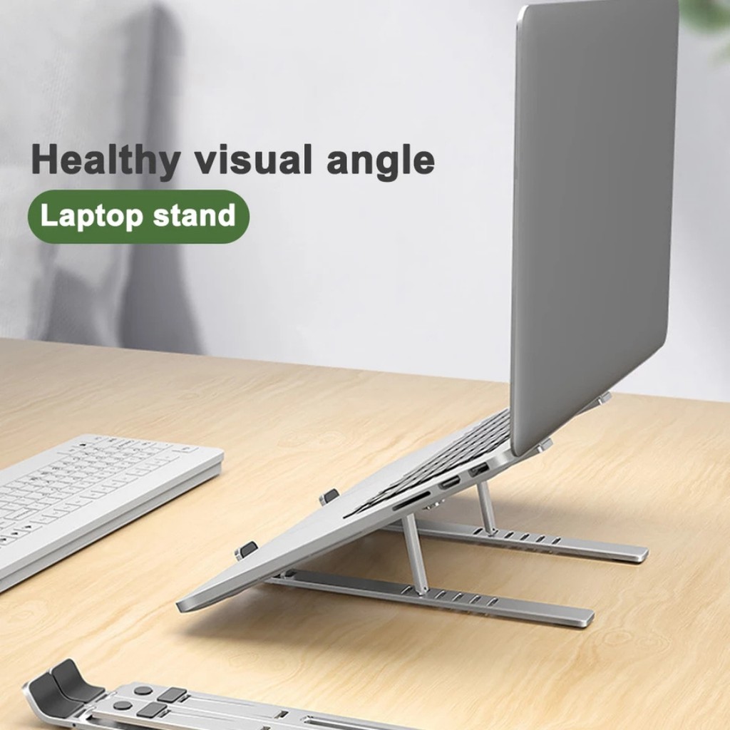 Stand Peninggi Laptop Aluminium Alloy - Dudukan Laptop Portable