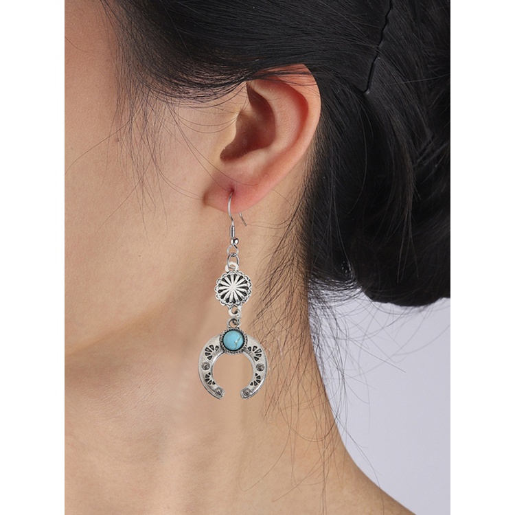 Anting Tusuk Gantung Bahan Alloy Desain Bulu Mata Hias Berlian Gaya Eropa / Amerika / Bohemian / Retro Untuk Wanita