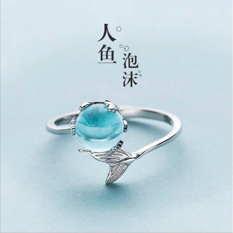 Japanese and Korean style niche design net red open ringMermaidIndex Finger Tail Ring