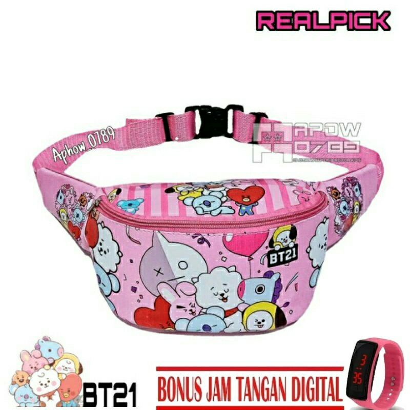 TERMURAH WAISTBAG BONUS JAM ANAK TAS SLEMPANG MICKEY MOUSE TERBARU