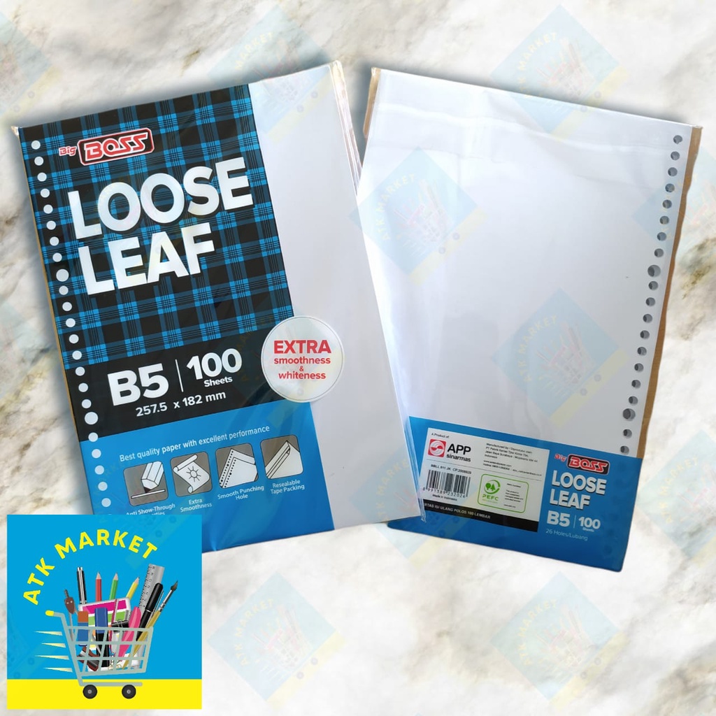 

Kertas Loose leaf / Kertas Binder B5 " Blank (polos) " 50 & 100 lembar