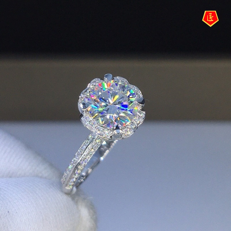 [Ready Stock]Elegant Pt950 Moissanite Ring Fashion Trendy