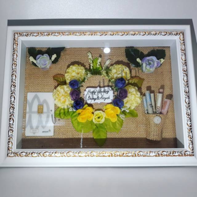 mahar nikah murah pernikahan vintage rustic uang kertas logam mulia uk 30x25cm