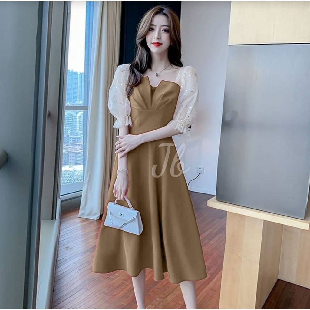 [VLFK] Dress Kimnara / Dress Elegant / Dress Casual Wanita Dewasa / Pakaian Dress Wanita Terbaru / Dress Wanita Korea / Dress / Dress kombinasi