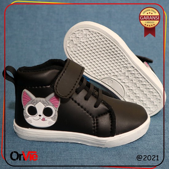 Sepatu Boots Anak Perempuan Motif Meow Kucing Lucu | Sepatu Kids Onvie