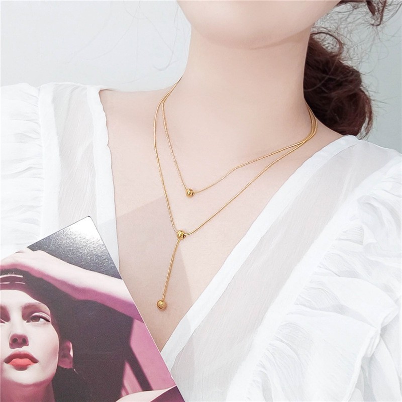 Kalung Dua Layer Itali Titanium Korea Anti Pudar
