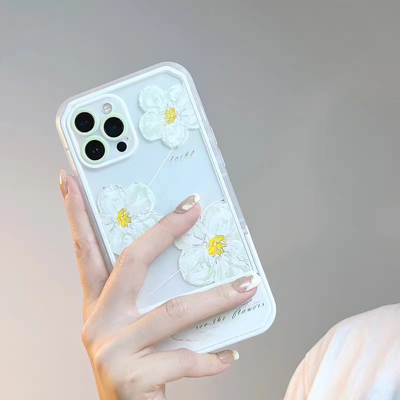 Soft Case Silikon TPU Transparan Motif Bunga Untuk iPhone 13 12 11 10 Pro XS Max X XR 8 7 6 6S Plus SE 2020