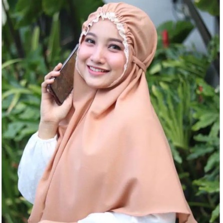 Bergo Maryam Kerut Renda Diamond Bergo Elya Instant