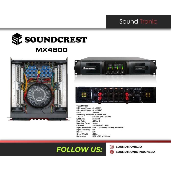 TERBARU  Power Amplifier Audio SOUNDCREST MX-4800 4x800/1200W