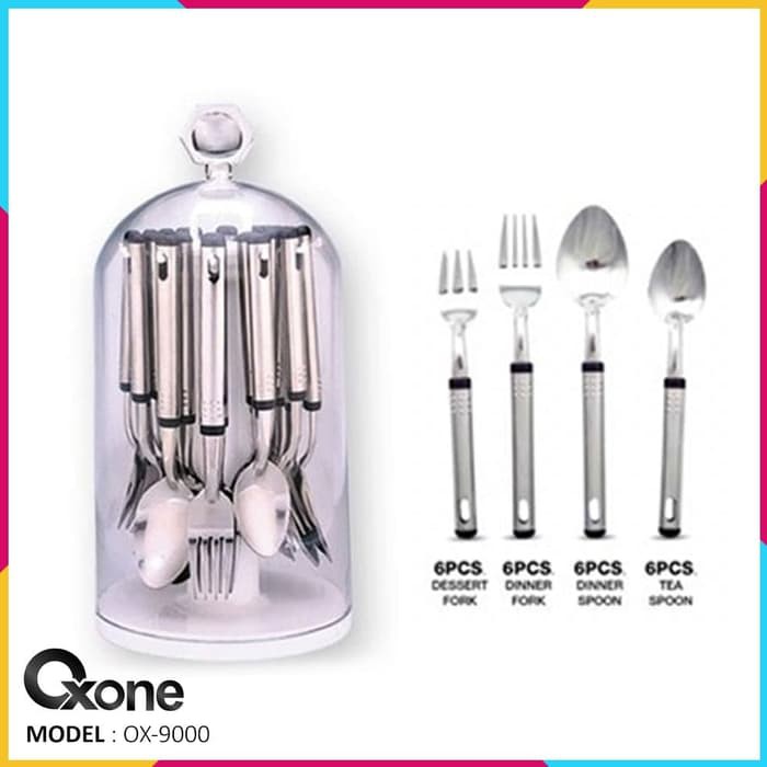 Oxone OX-9000 24Pcs Sendok &amp; Garpu Oxone Dengan Hanger